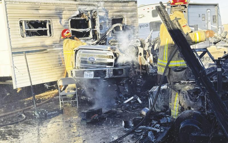 The Stanton Fire Department and Martin County Sheriff’s Office responded to a fire at an RV park west of Stanton on the north I-20 service road. The flames spread to a pickup truck next to the RV, but firefighters were contained the blaze before it reached any other RVs. Officials say there were no injuries and the cause of the fire wasn't immediately known.