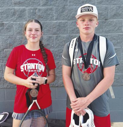 Emerie Barnes and Coby Gleghorn placed 3rd in mixed doubles at the Lamesa tournament. The duo defeated Denver City 6-3 , 2-6 , (13-11 in the Super tiebreaker).