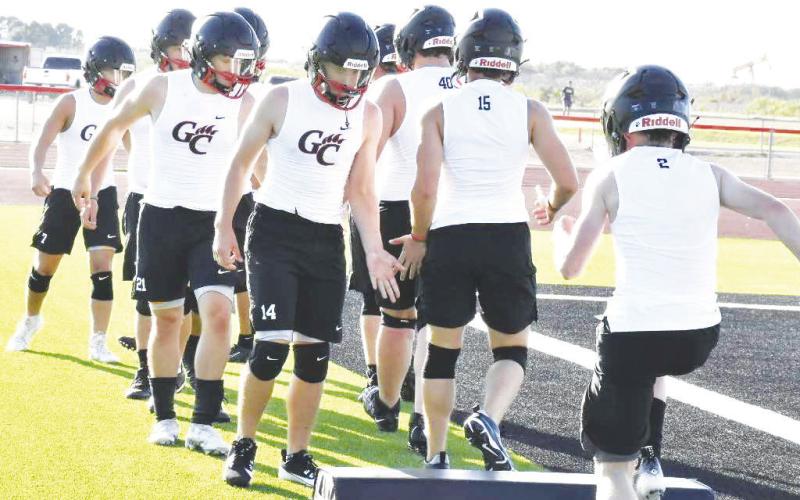 The Garden City Bearkats do agility drills during the first week of football practices. photo by Janie Fryar