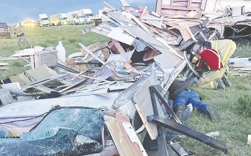 Martin County first responders search for victims following a major three vehicle wreck in Martin County on I-20 Tuesday evening. See story this page.