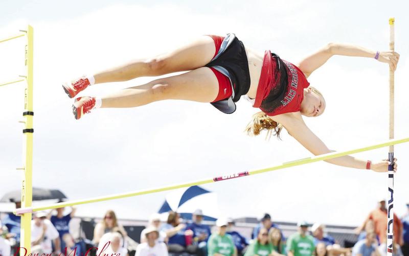 Addison Goodwin is heading to State after clearing 9-6 and finishing second at the Region II track meet. Photo by Dency McClure - Texas 1A Fan