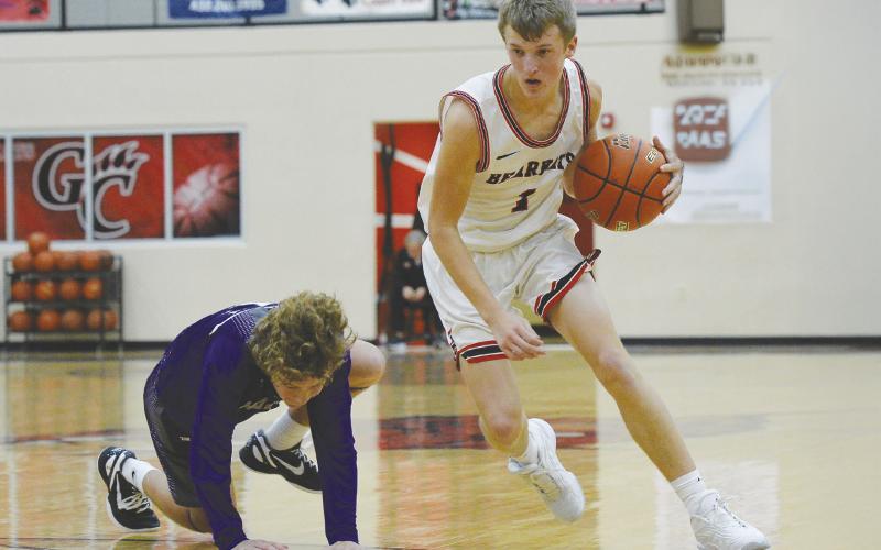 Garden City Bearkat point guard Presley Jost (1) was breaking ankles Tuesday night during district action against Irion County.