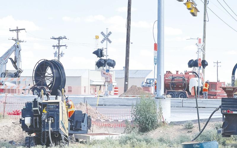 TxDOT crews look to be ready to open the railroad crossing at the intersection of Hwy 137 and BI-20, but the grand opening will have to wait until railroad crews get electricity and crossing arms installed. Earlier this week crews bored under the highway and pulled conduit in preparation to run electric wires.