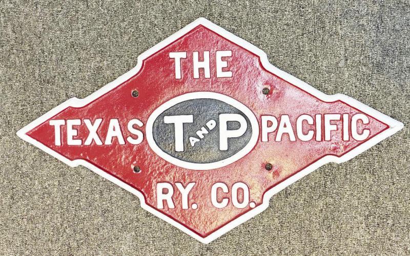 This cast iron railroad sign likely traveled the rails during the T&amp;amp;P era and will be featured in the Martin County Historical Museum’s new exhibit highlighting the railroad’s role in shaping the area.