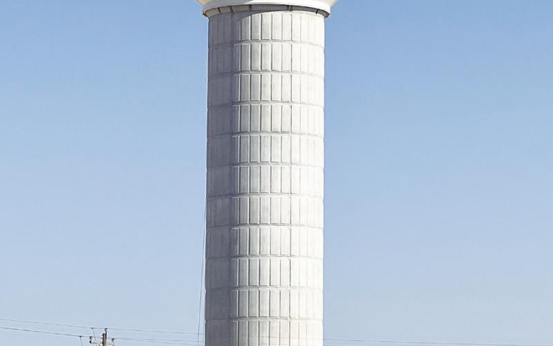 A big project was completed last week when crews fully erected the new water tower east of Stanton. The tower will provided all the needed water and pressure to the new buildings.