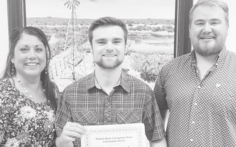 Stephen Sirois, Stanton High School scholarship recipient is pictured with PBUWCD Manager, Dallen Skinner and PBUWCD Education Coordinator, Brianna Allred.