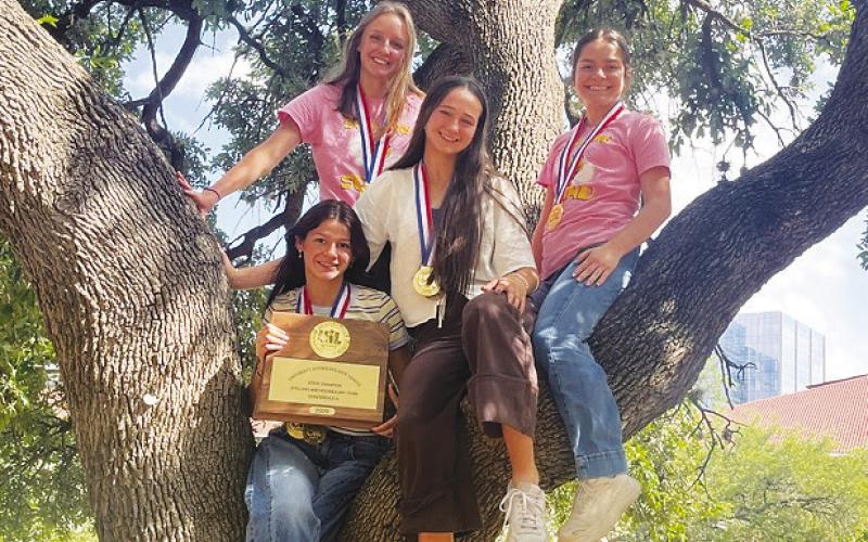 Garden City High School students are State UIL Spelling Champs! Sadie – 5th Place, Sophie – 6th Place, Kyleigh – 7th Place. Holley placed 7th in Copy Editing.