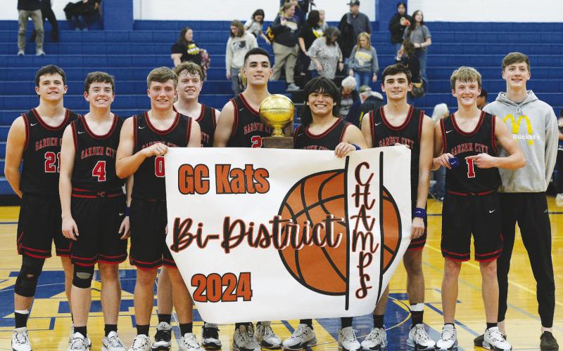 Region II Class Bi-District Champions Garden City Bearkats - Preston Dehlinger, Brik Fryar, Carson Goodwin, Jarett Fryar, Skyler Garcia, Nathan Balcazar, Levi Easterling, Presley Jost, and Texas Brinkley.