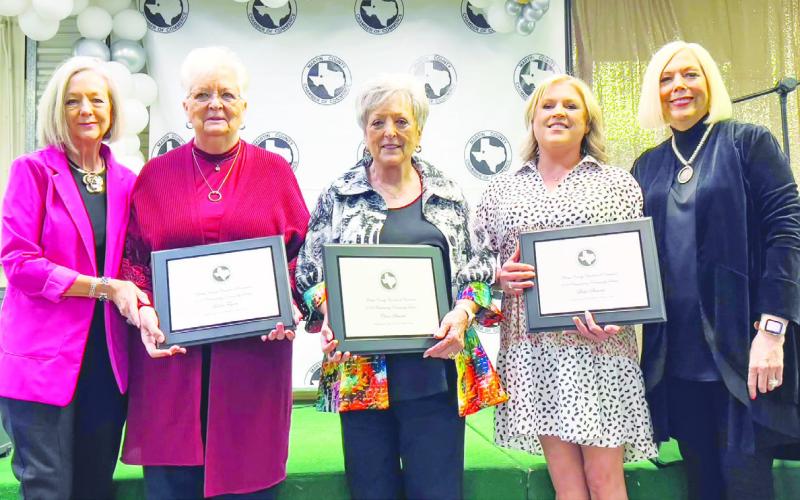 Outstanding Community Service Awards Billie Fryar, Clara Stewart, Leslie Stewart presented by Laura Graves and Carla Ingram