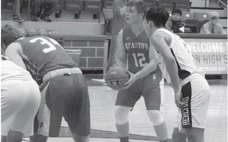 Ethan Quaid hits a pair of free throws for the Stanton Buffaloes against Hereford at the Annual Pinky Jones Hooptown Classic.