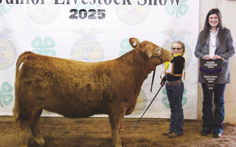 Channing Borgstedt exhibited the Grand Champion Breeding Heifer at the 2025 Martin County Stock Show. More champion photos to be publish in the coming weeks.