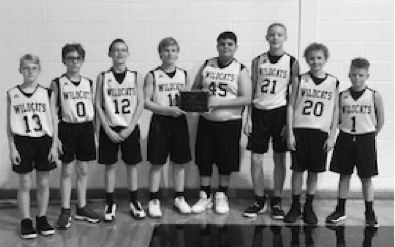 Grady's junior high "B" boys team finished as consolation champions at the Grady Junior High Tournament. Pictured are Aaron Cates, Blake Parker, Tyler Bracken, Gunner Cherry, Joe Monarres, Dalton Saunders, Hunter Blaylock, and Haden Blaylock.