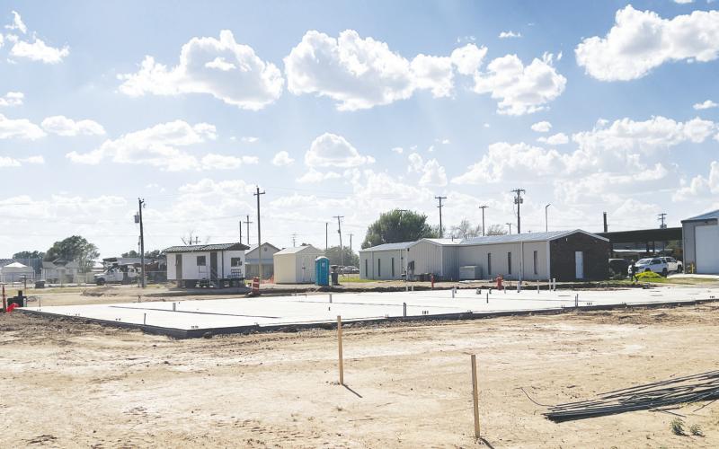 Concrete for the new EMS barn is poured and construction is ready to continue.