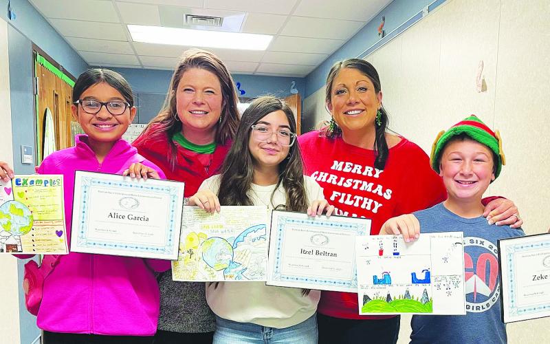 STANTON WINNERS: Alice Garcia (5th Grade), Itzel Beltran (5th Grade CHAMPION) and Zeke Cearley (4th Grade)