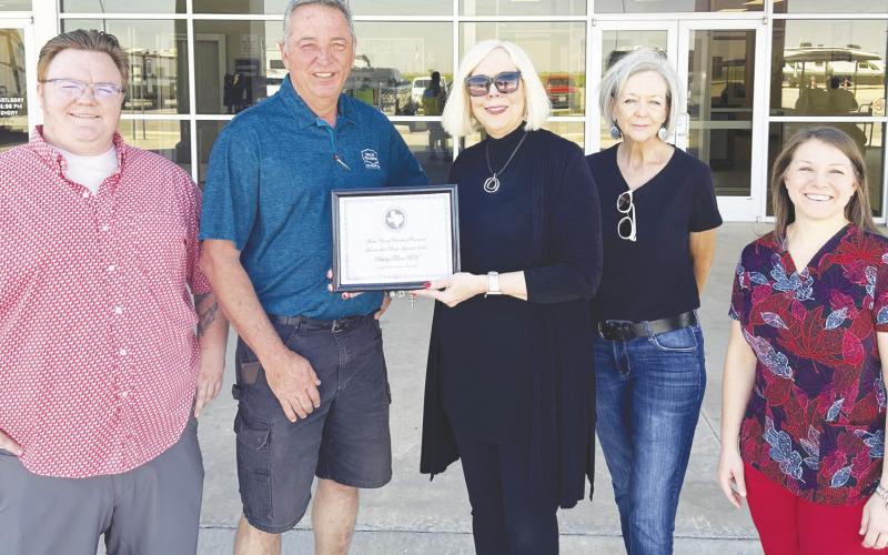 The Martin County Chamber of Commerce present Bailey Toliver RV, Business of the Month, September 2024. Pictured Jarrod Minnick, Service Mgr., Jim Barben, Financial Manager, Carla Ingram, Chamber Director, Laura Graves, Board Member, Laurel Silva, Board Member