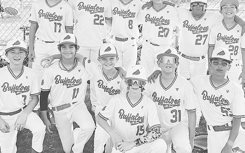The 12U Buffaloes (left) started the district tournament with a 15-3 victory over Lamesa.