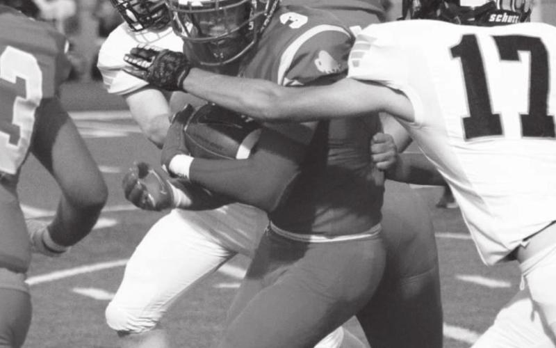 Stanton’s Josh Hensley (3) returned an interception 20 yards against San Angelo TLCA. The Buffaloes defense will battle Lubbock Roosevelt on Friday.