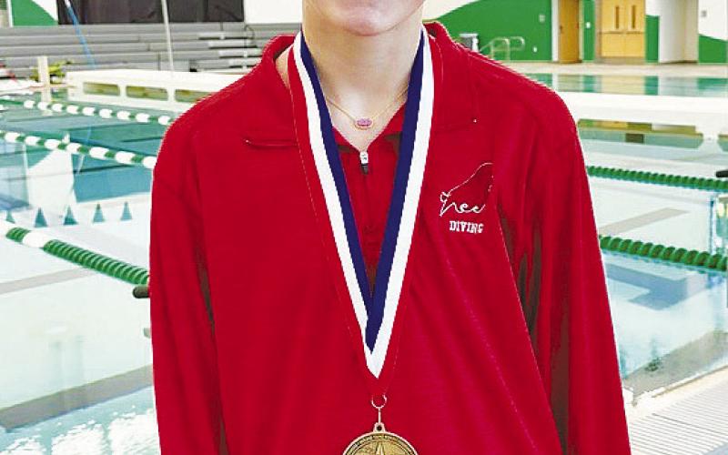 Stanton’s Brynn Burch top home top honors from the District 2-4A Dive Meet at Monahans Aquatic Center on Jan. 21. Burch is set to dive at the Region I meet at Andrews ISD on Feb. 1.