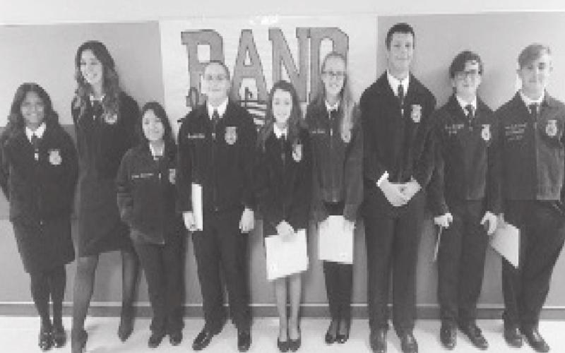 Stanton’s Greenhand Chapter Conducting Team pictured from L to R - Juli Lopez, Kennedy Keys, Sam Chapa, Bailey Pruitt, Claire Poitevint, Kaeden Baker, Reid Turney, Jonathan Sirois, Aiden Louder