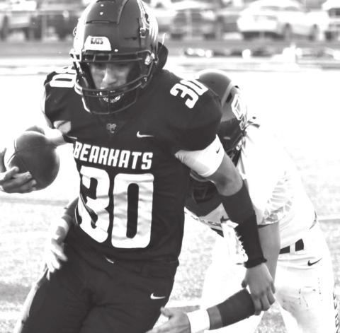 Alejandro Talamantes picks up a first down for Garden City during football action earlier this season. The Bearkats are in Van Horn this week and will return home on Oct. 1 for a game with Westbrook.