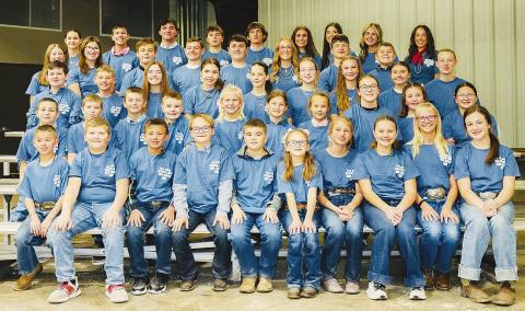 Participants in the 89th annual Glasscock County Junior Livestock Show pose for a group photo.