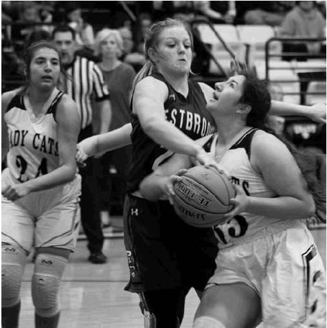 Grady’s Mercedes Jimenez gets fouled and makes the layup for a crucial three points during the Wildcats win over Westbrook Tuesday night in Grady.