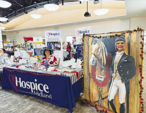 Representatives with Hospice of Midland pose at their Kentucky Derby-themed booth during the Senior Celebration of the Permian Basin at the Martin County Community Complex in Stanton. Photo courtesy Hospice of Midland.