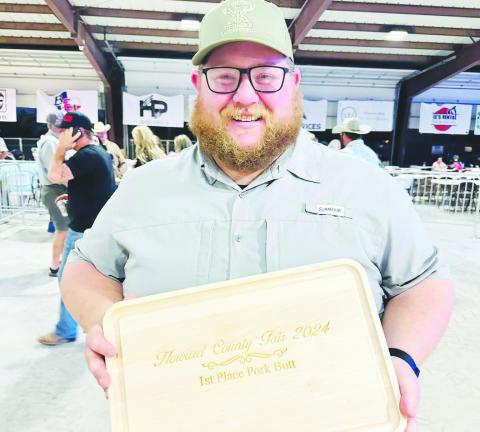 Dillon Kennedy competed in his first BBQ Cook Off last month at the Howard County Fair in Big Spring. He took first place in the Pork Butt Division.