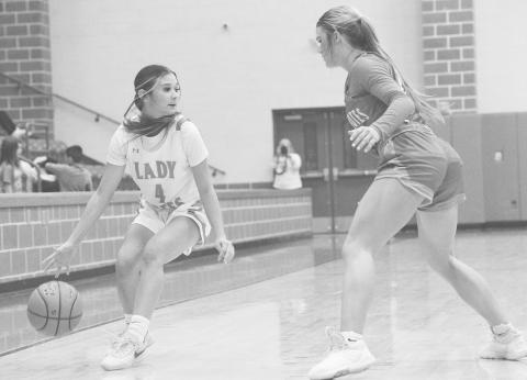 Stanton guard Allyson Barrera runs the Lady Buff’s offense against Borden County in non-district action earlier this month.