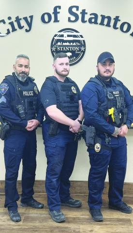 Meet the new faces of the Stanton Police Department. From left to right: Sgt. Manuel Aguilar, Max McKenzie, and Isaiah Lujan.