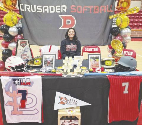 Stanton softball player Aubrey Villa signed last week with Dallas Christian College.
