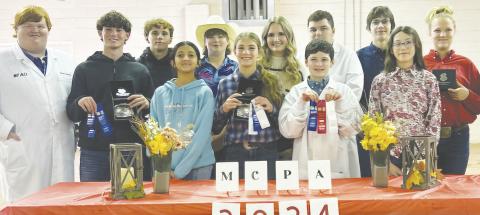 Front row. Judge Brady Wilson, Luke Stovall, Peyton Melendez, Breinlye Shock, Logan Alberts, Katy Kiker. Back row: Taven Fisher, Kutter Kiker, Peyton Moore, Nathan Alberts, Charles O’Neal, Lillian Alberts