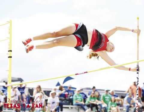 Addison Goodwin is heading to State after clearing 9-6 and finishing second at the Region II track meet. Photo by Dency McClure - Texas 1A Fan