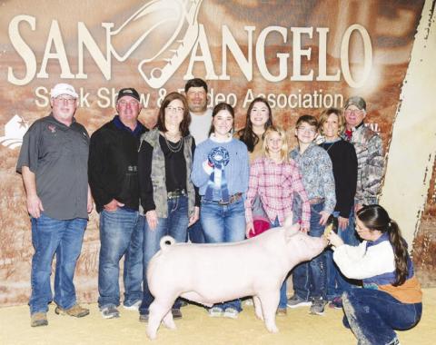 Garden City’s Lacy Seidenberger has been racking up the banners and ribbons. Most recently she exhibited the 2024 Texas Elite Showcase Breed Champion Chester and Reserve Breed Champion Chester. Above she can been seen with her first place chest from the San Angelo Stock Show.