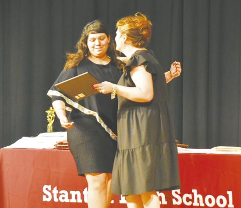 The Stanton High School recipient of the PBUWCD Scholarship, Vanity Perez-Olivar, was presented with her award last week at the SHS Night of Honors.
