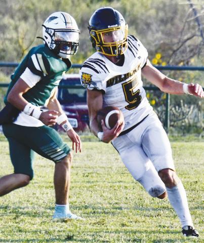 Grady’sWyatt Creech had an outstanding performance Friday night against the Fort Davis Indians. Creech accounted for 207 yards total offfense and five touchdowns.