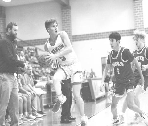 Stanton guard Cody Hancock makes a sideline save against Alpine earlier this year.