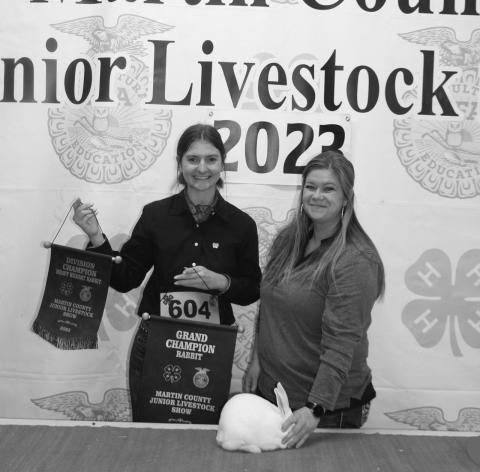 Emilee Day exhibited the Grand Champion Rabbit at the 2023 Martin County Junior Livestock Show.