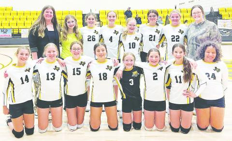 The Grady junior high volleyball team wrapped up its season last week and claimed the district title after going undefeated. The teams only two losses came early in the year at the Forsan Tournament to larger classification schools.