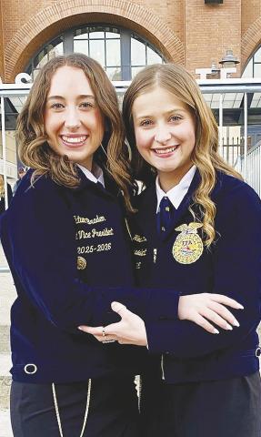 Garden City senior Tatum Braden, left, poses with a fellow FFA member at the National FFA Convention &amp; Expo in Indianapolis.