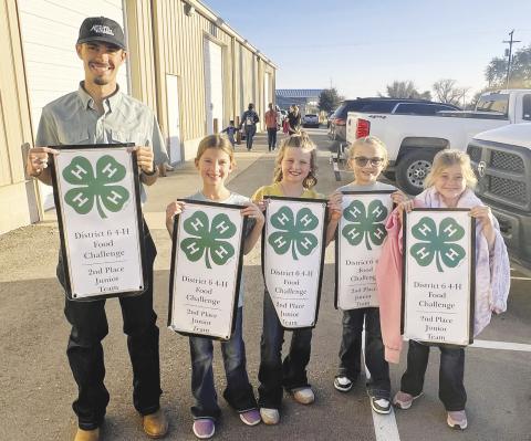Members of the Martin County 4-H recently competed in the 4-H District 6 Food Challenge. Pictured are Extension Agent Kade Hunter, Junior Team members Hadley Springer, Lorelei Wagner, Prestyn Borgstedt and Hattie Creech. The Junior Team placed 2nd in the District 6 4-H Food Challenge in Garden City, on Dec. 9.