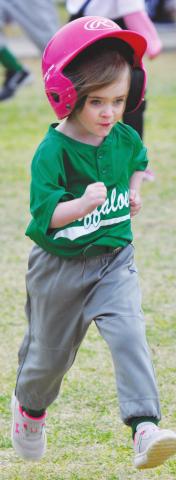Riley Mathis runs to second base