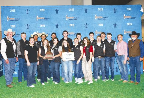 Glasscock County ag mechanics students pose with the Dr. Billy Harrell Award of Excellence, one of the top honors at the Houston Livestock Show and Rodeo.