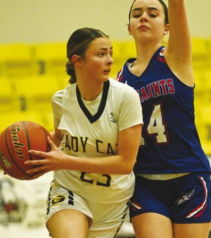 Lady Cats split district games against Sands