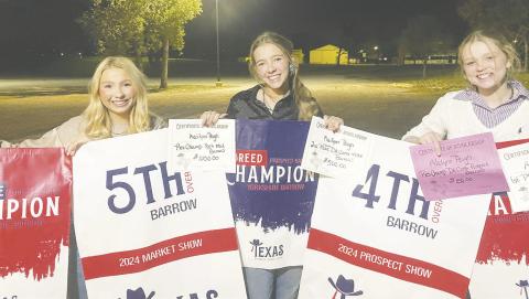 Kailynn and Adalynn Peugh exhibited pigs at the Texas National Pig Show in Wichita Falls over Christmas break. Addie was named Reserve Cross in the Prospect Show. KK was named Champion York and 4th Overall. At the Market Barrow show, KK was named Reserve York and 5th Overall. Together the Peugh sisters won over $3000 in scholarships.