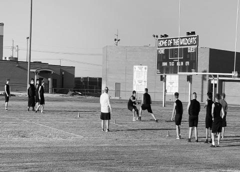 The Grady Wildcats strength and conditioning program broke off into to sport specific drills this week. Players can wear helmets next week and full pads the following week.