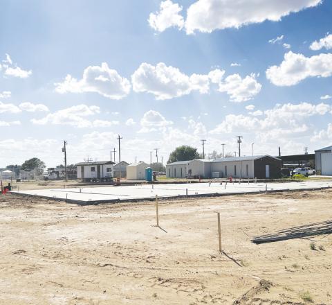 Concrete for the new EMS barn is poured and construction is ready to continue.
