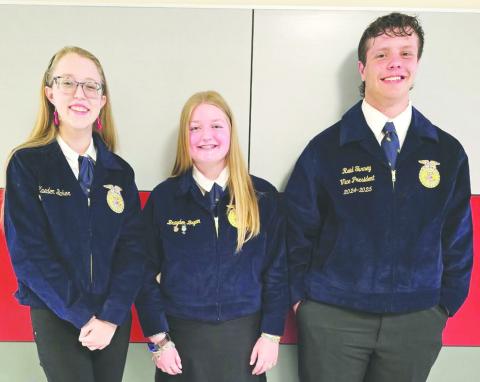 Kaeden Baker, Brayden Bryan and Reid Turney recently competed in the FFA Prepared Public Speaking contest. Baker and Bryan will be advancing in their division to the Area round on May 13 in San Angelo.