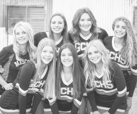 2022 Garden City Cheerleaders - Back Row: Kara Roberts, Mara Fuchs, Briana Halfmann, Emy Schwartz Front Row: Rylee Wood, Lacy Seidenberger, Shelby Braden