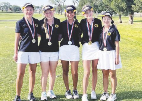 2024 Region I-A Runner-Up Grady Lady Wildcats - Aislynne Mendoza, Raegan Dennis, Joslynn Mata, Audrey Marler, and Alyssa Oviedo.